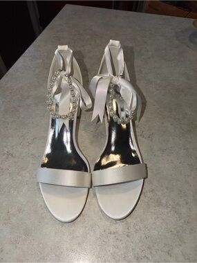 Women's Ivory Pearl Ankle-Tie Sandals